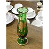 Image 1 : BOHEMIA GREEN CRYSTAL VASE - CHECH.