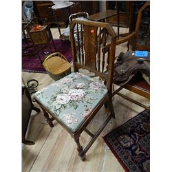 VINTAGE OAK CHAIR - MCLOGAN GRAND MASTER - FLORAL SEAT