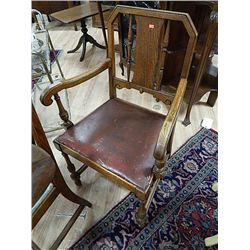 VINTAGE OAK CHAIR - MCLOGAN GRAND MASTER - LEATHER SEAT