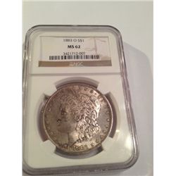 1883-O BU MS-62 NGC MORGAN SILVER DOLLAR