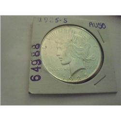 1925-S SILVER PEACE DOLLAR AU