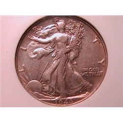 1946 WALKING HALF DOLLAR NGC AU-53