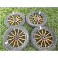 Set Model T Wooden Front Wheel 23" & Tire 30"