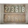 Image 1 : Pair 1930 Maryland License Plate