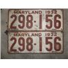 Image 1 : Pair 1932 Maryland License Plate