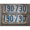 Image 1 : Pair 1929 Maryland License Plate