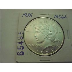 1935 SILVER PEACE DOLLAR BU MS-62