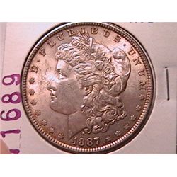 1887 MORGAN SILVER DOLLAR AU-50