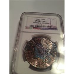 1881-S MORGAN DOLLAR MS-65 TONED NGC DETAILS