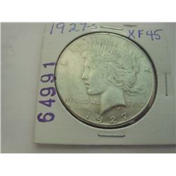 1927-S SILVER PEACE DOLLAR XF-45