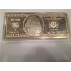 4 OZ PURE SILVER $100 BAR