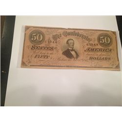 1864 $50 CONFEDERATE STATES OF AMERICA NOTE