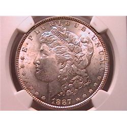 1887 MORGAN SILVER DOLLAR BU NGC MS-64