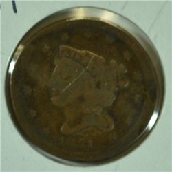 1851 HALF CENT AG (DAMAGED)