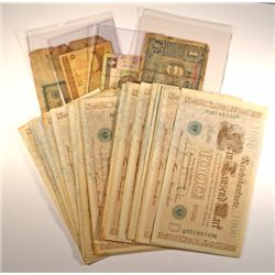 WORLD CURRENCY: 45 PIECES.  41 ARE 1910 1000 GERMAN MARKS  GREAT LOT!