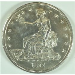 1877-CC TRADE DOLLAR, MS-63 WHITE, SUPER RARE, HOT CARSON CITY COIN