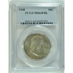 1948 FRANKLIN HALF DOLLAR, PCGS MS-64 FBL
