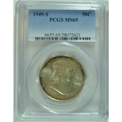 1949-S FRANKLIN HALF DOLLAR, PCGS MS-65 GEM   NICE COLORS