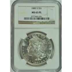 1880-S MORGAN SILVER DOLLAR, NGC MS-63 PL WHITE  LOTS