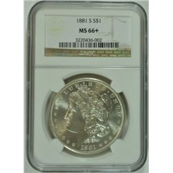 1881-S MORGAN  DOLLAR, NGC MS-66+ IT SURE LOOKS MS-67 OR BETTER, BLAST WHITE