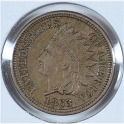 1863 INDIAN ONE CENT AU 50