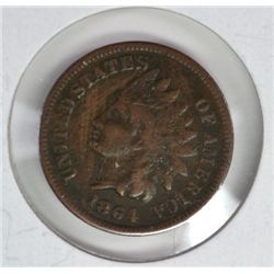 1864-L INDIAN ONE CENT VG SPOTS