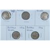 Image 1 : 5-1916 BUFFALO NICKELS "GRADING SET" (AG,GOOD,VG,FINE,VF)