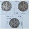 Image 1 : 3-1918 WALKING LIBERTY HALF DOLLARS "GRADING SET" (GOOD,VG,FINE)