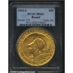 1915-S $50 Panama-Pacific 50 Dollar Round MS63 PCGS.