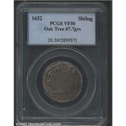 1652 SHILNG Oak Tree Shilling VF30 PCGS.