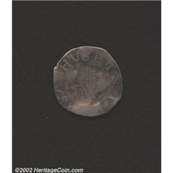 1652 SHILNG Pine Tree Shilling, Large Planchet Fine 15 Bent Uncertified.