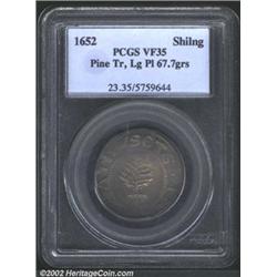 1652 SHILNG Pine Tree Shilling, Large Planchet VF35 PCGS.