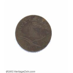 1787 COPPER New Jersey Copper, Large Planchet, Plain Shield Fine 15 Uncertified.