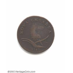 1787 COPPER New Jersey Copper, Large Planchet, Plain Shield VF30 Corroded Uncertified.