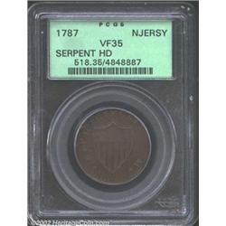 1787 COPPER New Jersey Copper, Serpent Head VF35 PCGS.