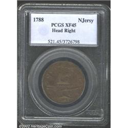 1788 COPPER New Jersey Copper, Head Right XF45 PCGS.