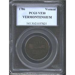 1786 COPPER Vermont Copper, VERMONTENSIUM VF30 PCGS.
