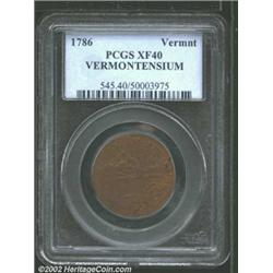 1786 COPPER Vermont Copper, VERMONTENSIUM XF40 PCGS.