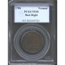 1788 COPPER Vermont Copper, Bust Right VF30 PCGS.