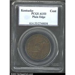 (1792-94) TOKEN Kentucky Token, Plain Edge AU53 PCGS.