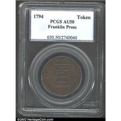 1794 TOKEN Franklin Press Token AU50 PCGS.