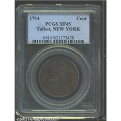 1794 1C Talbot, Allum & Lee Cent, NEW YORK XF45 PCGS.