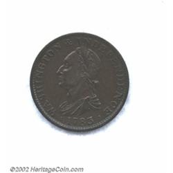 1783 1C Washington & Independence Cent, Draped Bust, No Button XF40 Uncertified.
