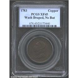 1783 1C Washington & Independence Cent, Draped Bust, No Button XF45 PCGS.