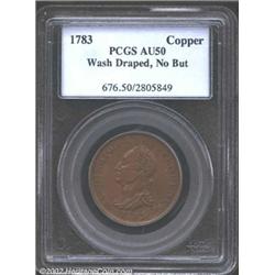 1783 1C Washington & Independence Cent, Draped Bust, No Button AU50 PCGS.