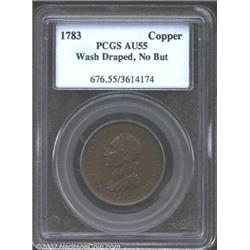 1783 1C Washington & Independence Cent, Draped Bust, No Button AU55 PCGS.