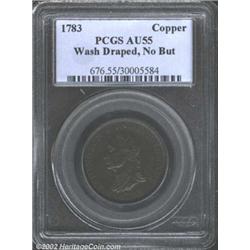 1783 1C Washington & Independence Cent, Draped Bust, No Button AU55 PCGS.