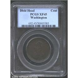 Undated 1C Washington Double Head Cent XF45 PCGS.