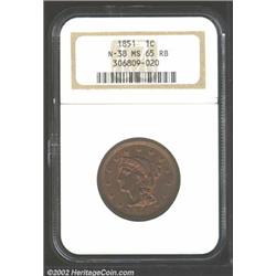 1851 1C MS65 Red and Brown NGC.