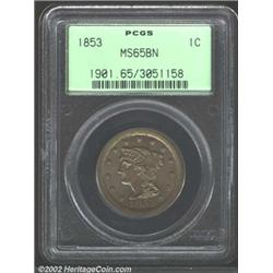 1853 1C MS65 Brown PCGS.